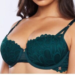 Savage X Fenty size 40 DDD Not Sorry Lightly Lined Lace Balconette Bra in Green